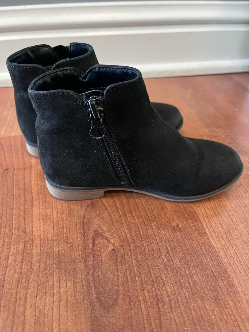 Girls Black Ankle Booties with Side Zipper